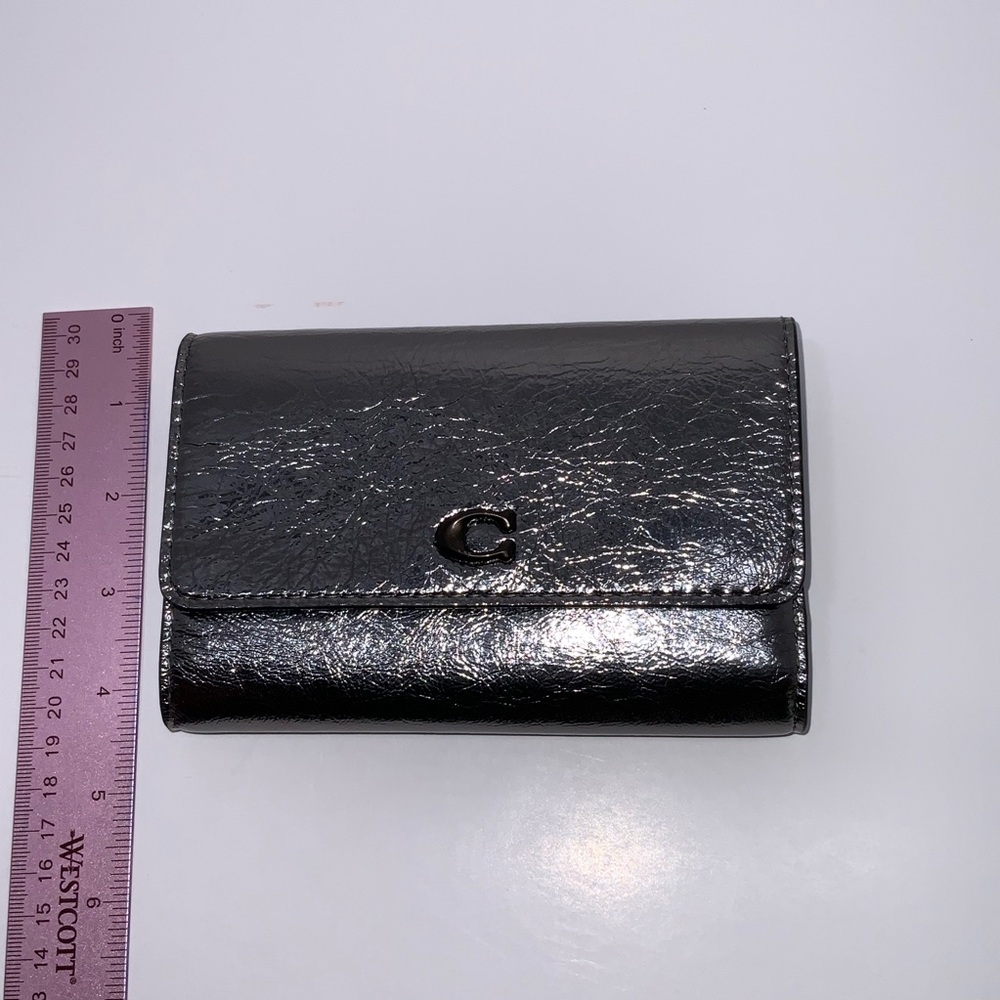 Coach Essentials Trifold Wallet Metallic Leather CX247 - Picture 7 of 7